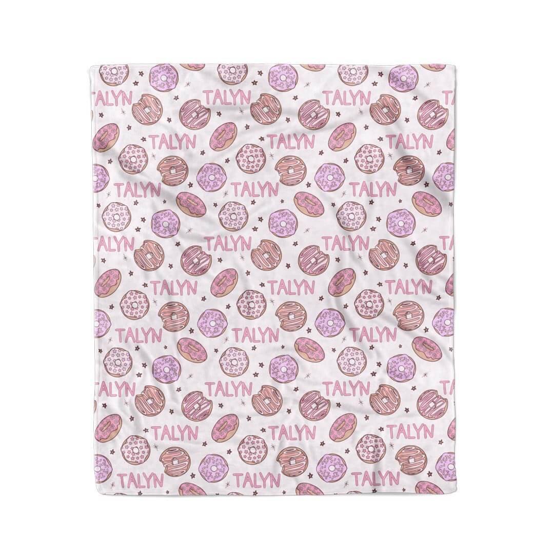 pink donut personalized blanket for kids 