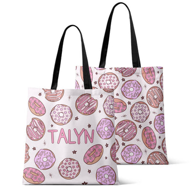 donut shop pink personalized tote 