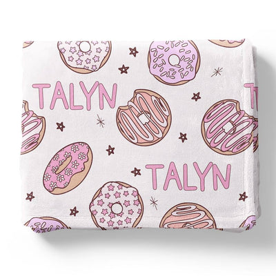 donut shop personalized kids blanket pink 