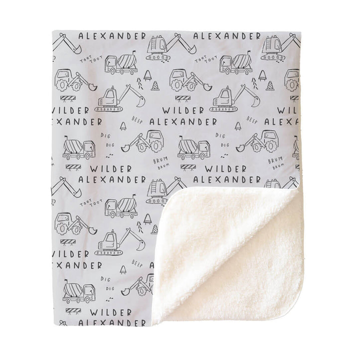 Doodle Dozers Personalized Kids Blanket