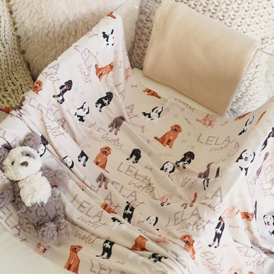 personalized baby name swaddle blanket doodles
