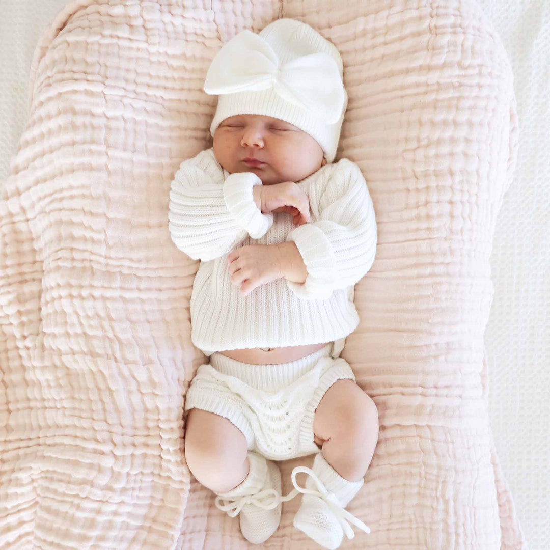 newborn sweater set outfit white with bloomers