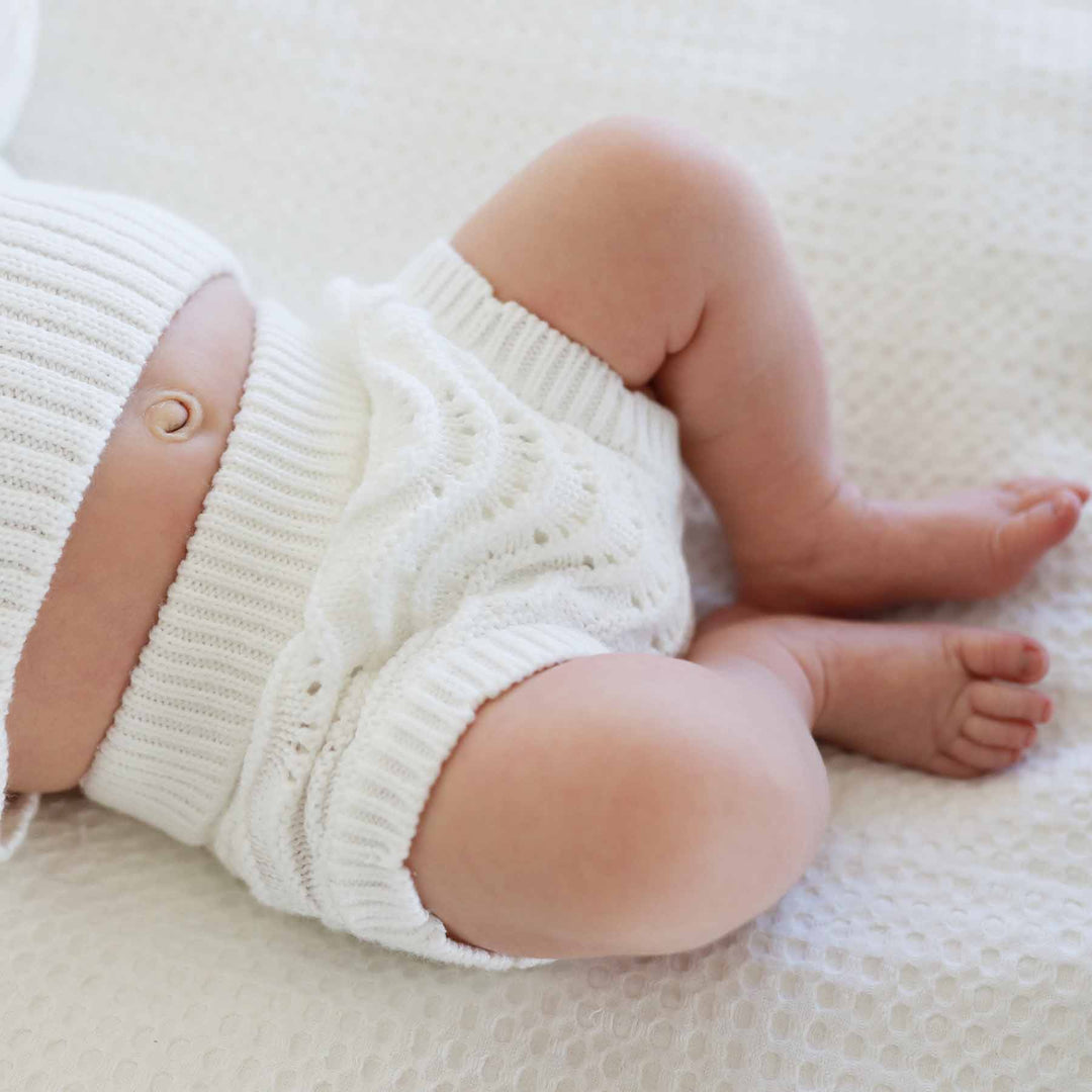 white lace bloomer and sweater set for babies