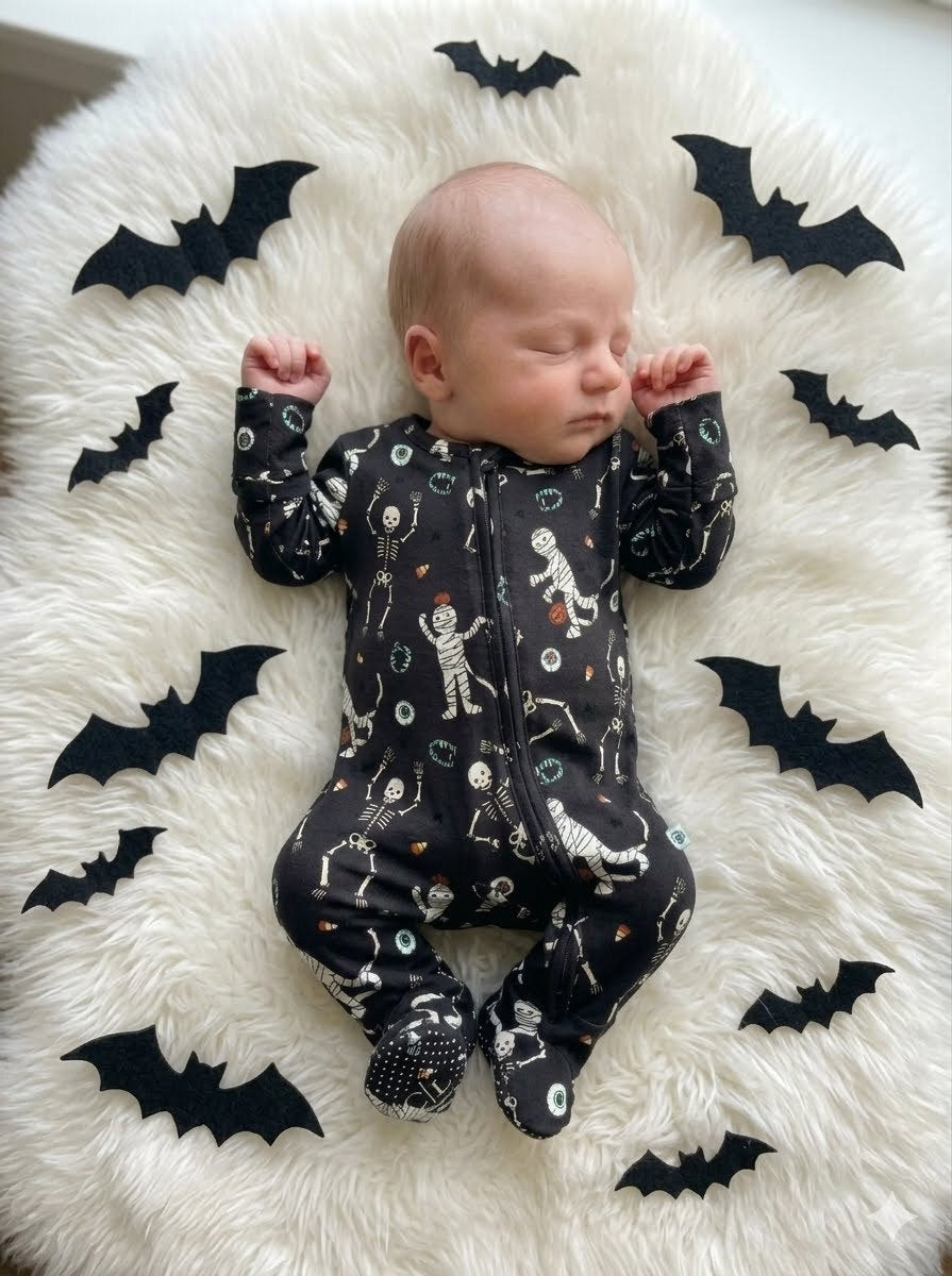 Halloween Glow-in-the-Dark Bamboo Zipper Footie | Eye Want Candy