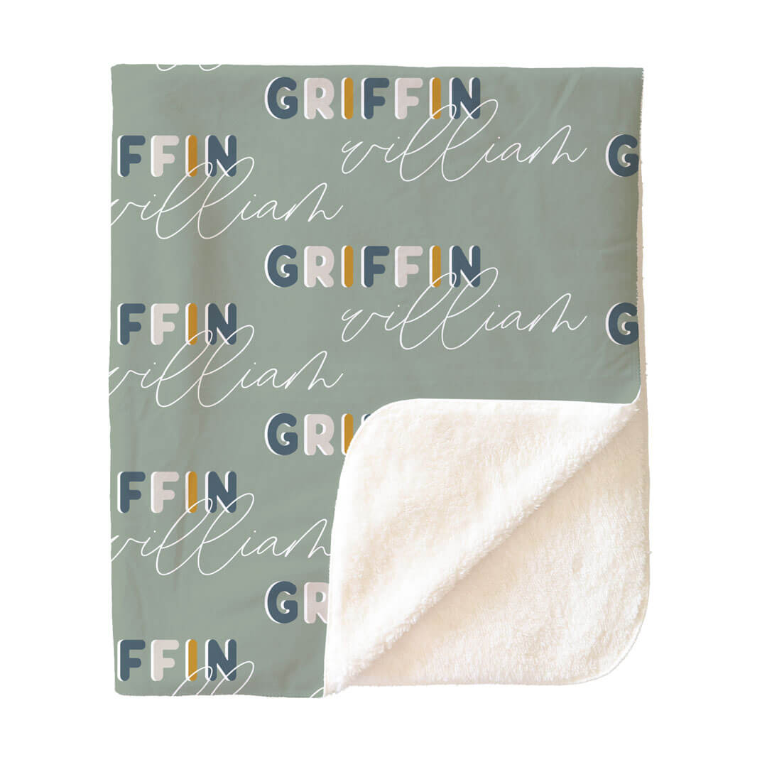Dusty Moss Retro Personalized Toddler Blanket
