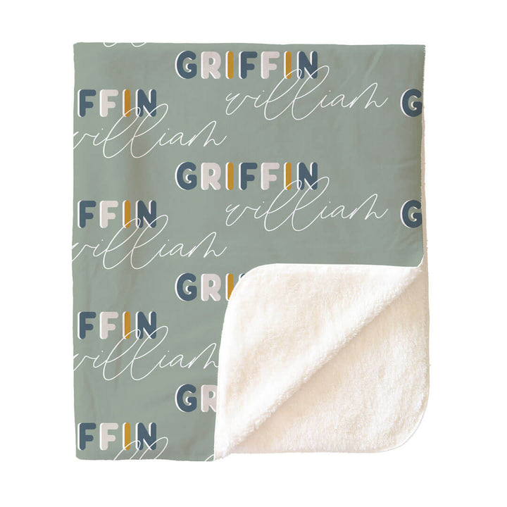 Dusty Moss Retro Personalized Toddler Blanket