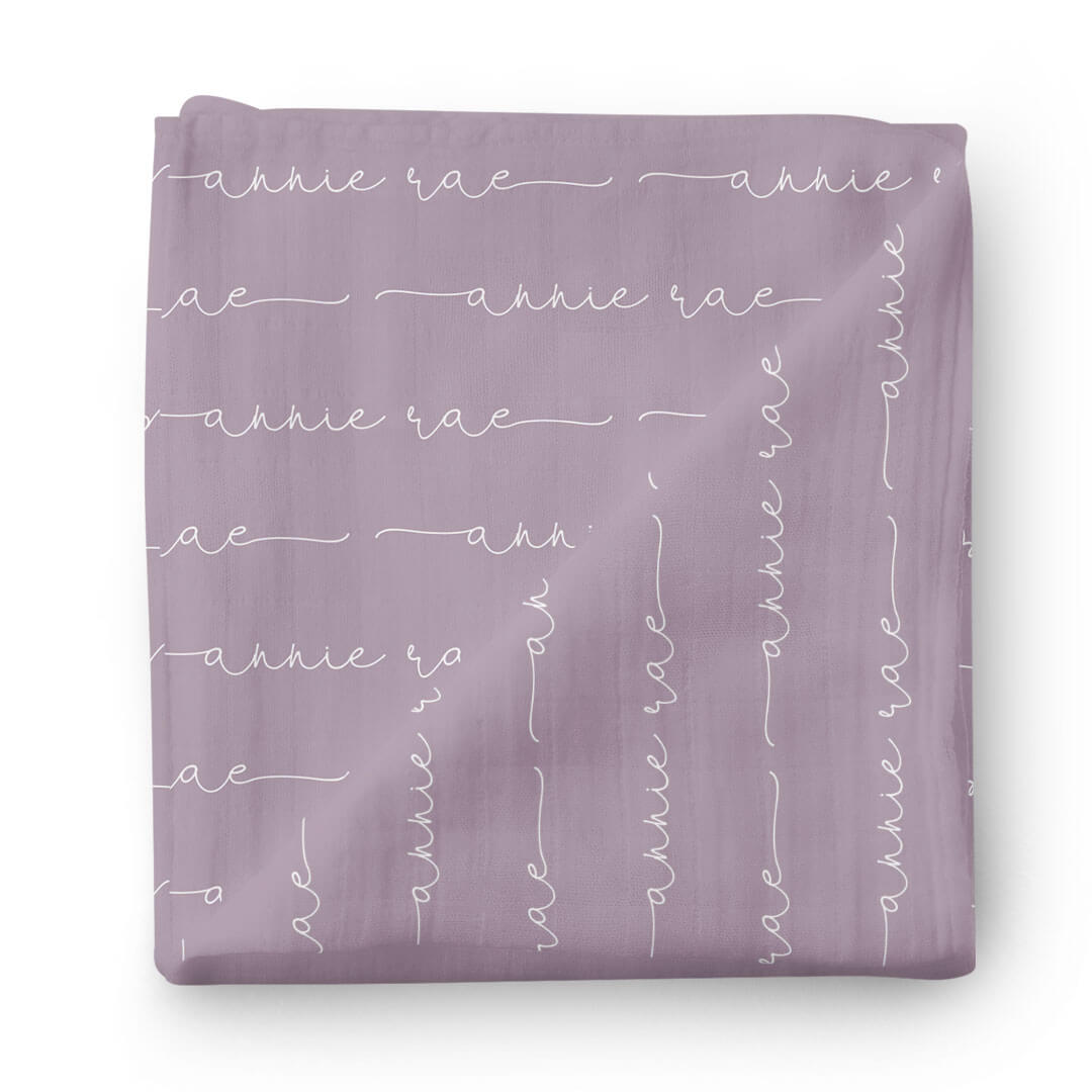 Personalized Dusty Purple Baby Name Swaddle Blanket