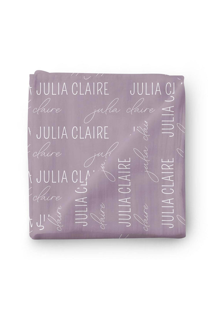 Personalized Dusty Purple Baby Name Swaddle Blanket
