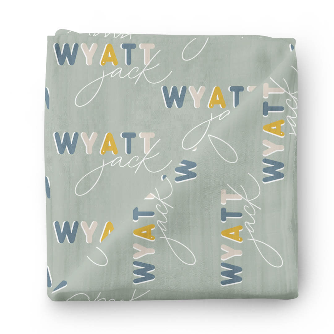 green retro personalized swaddle blanket 