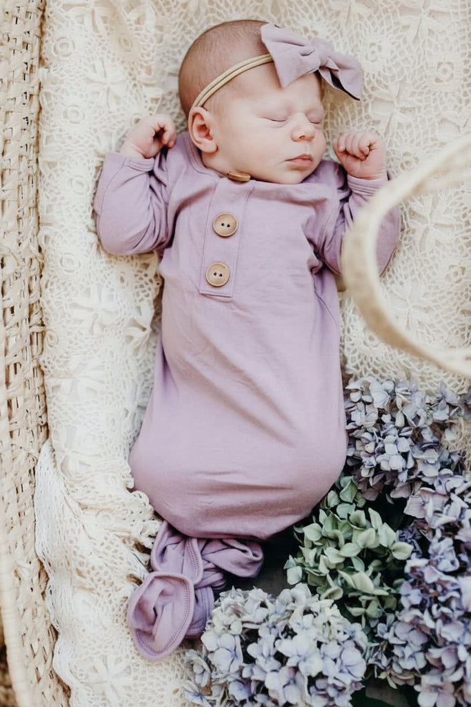 Dusty Bamboo Knotted Gown & Hat