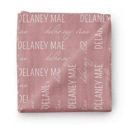personalized baby name swaddle blanket light dusty rose 