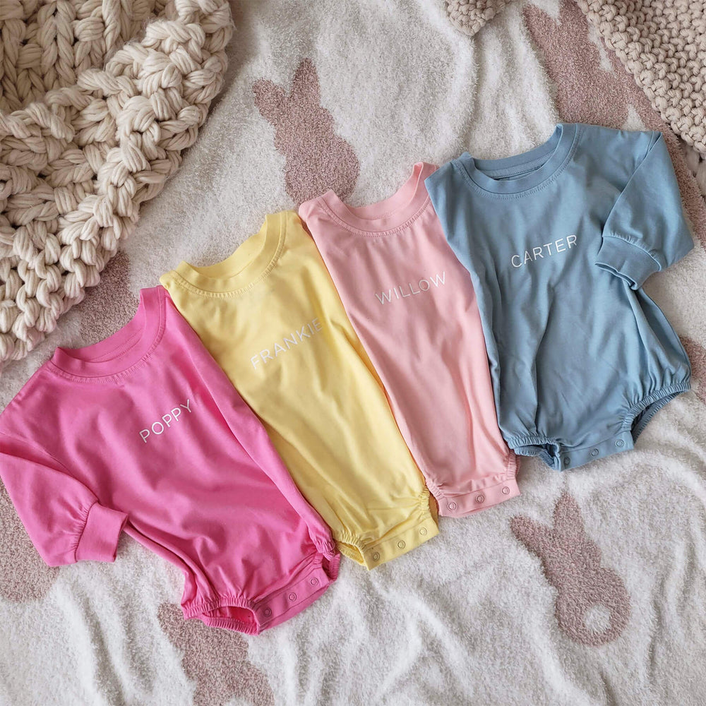 easter long sleeve personalized bubble romper