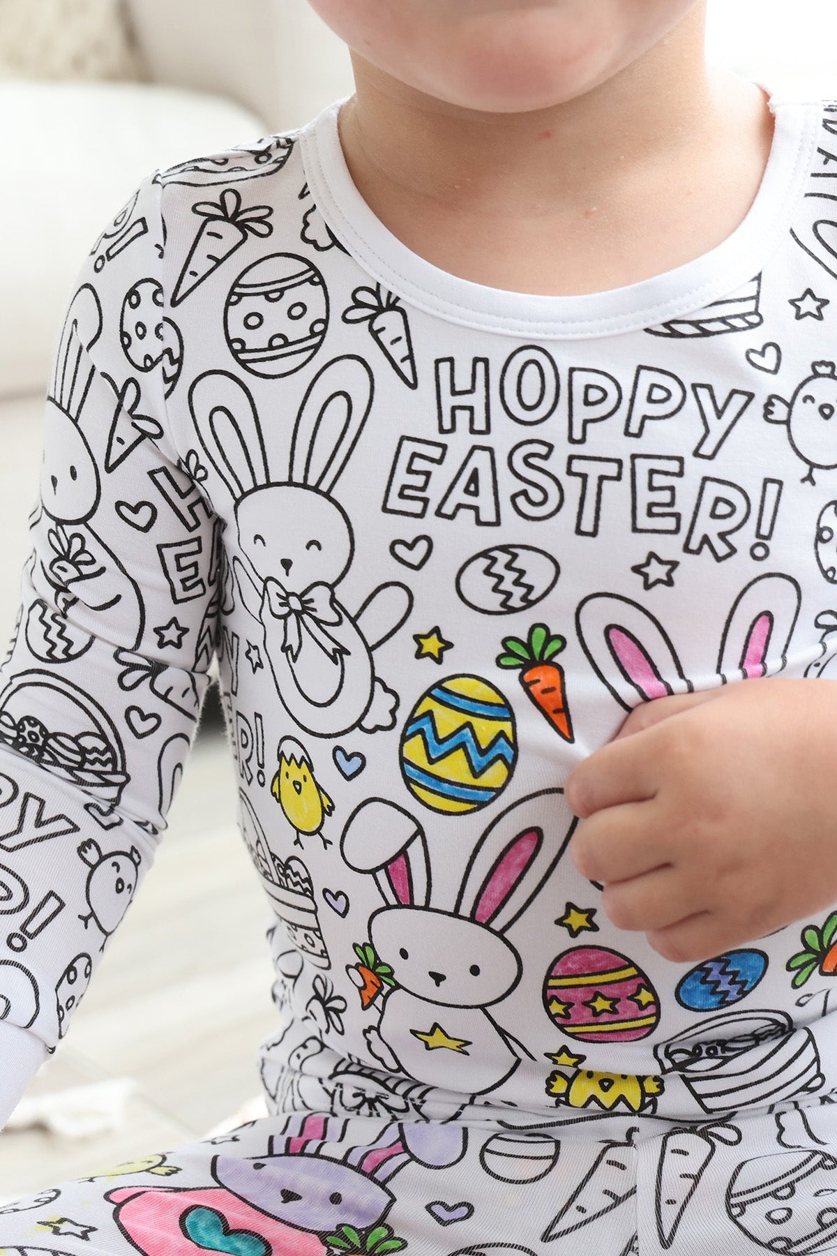 easter themed colorable bamboo pajama set for kids 