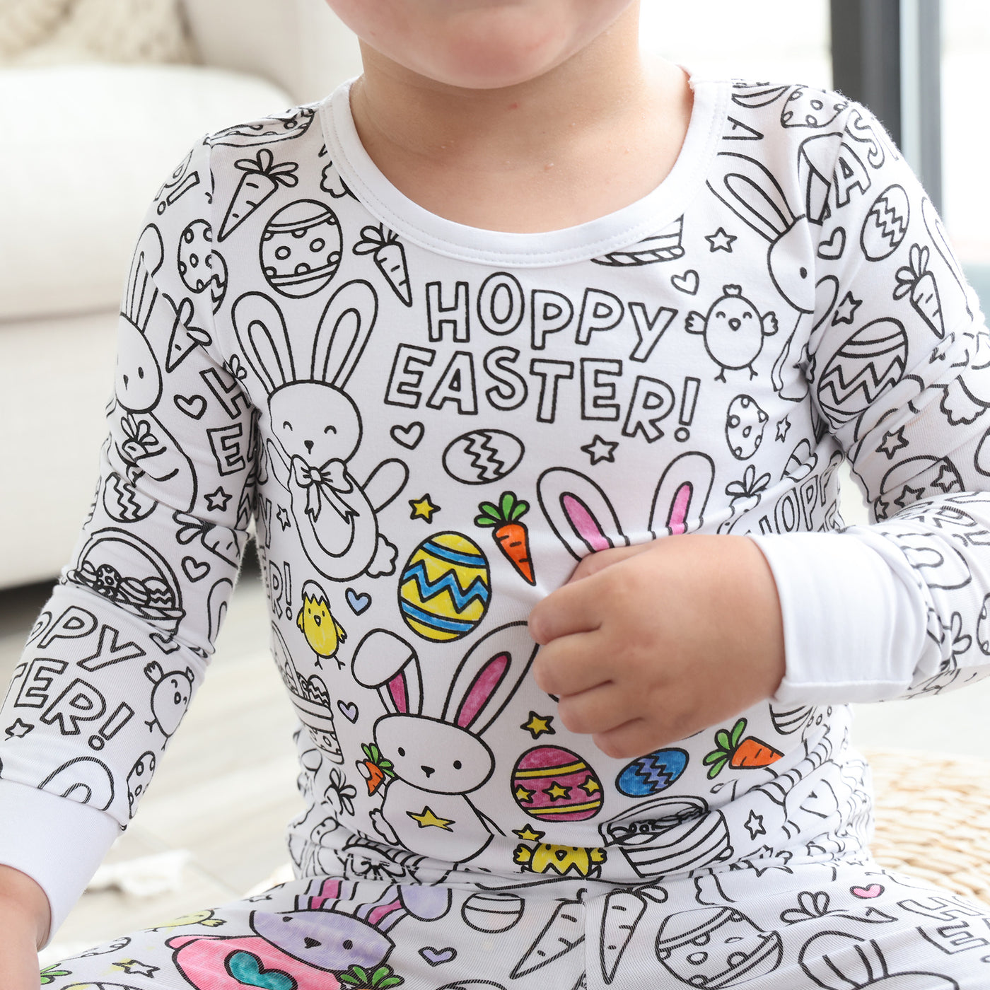 Color Me Pajama Two Piece Set Hoppy Easter