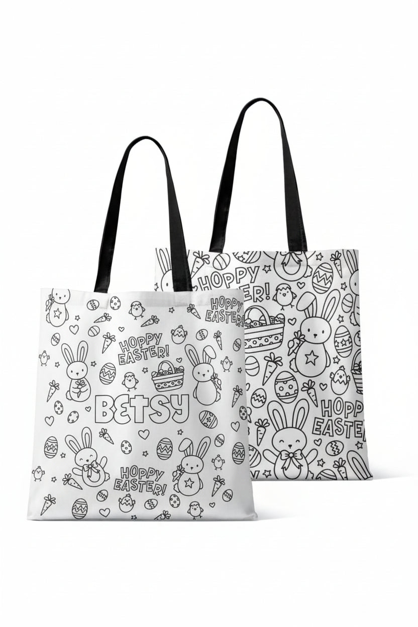 Colorable Personalized Tote Bag | Hoppy Easter