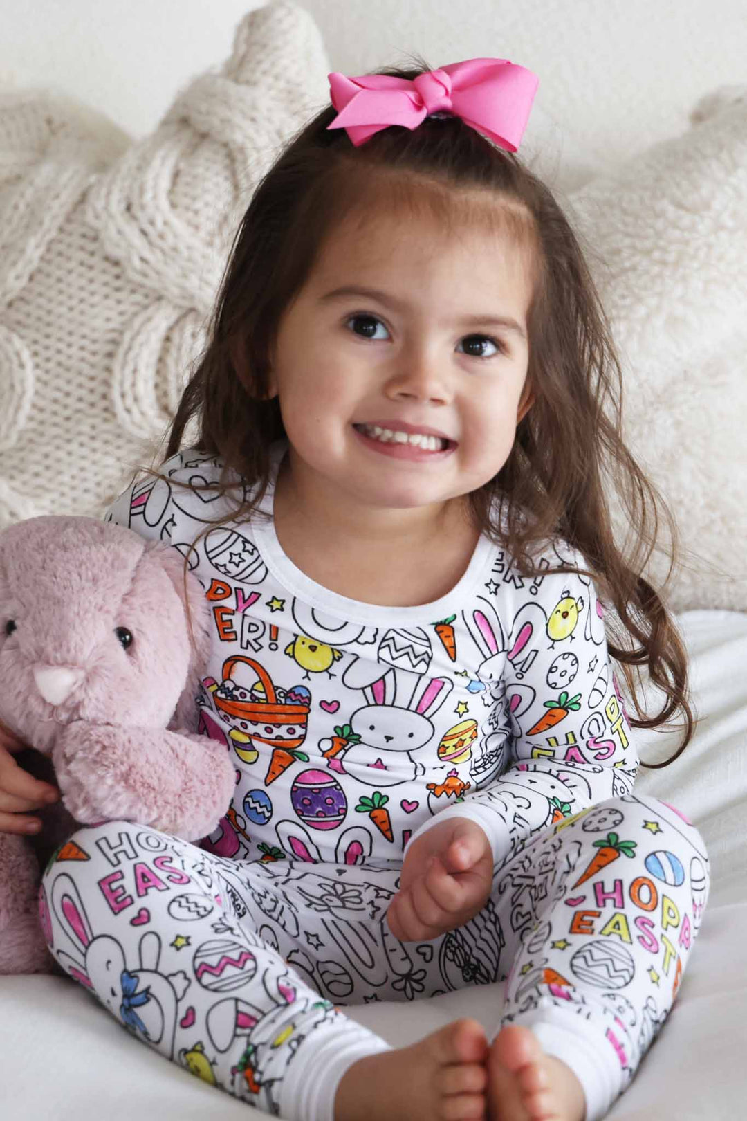 hoppy easter two piece bamboo pajamas colorable 