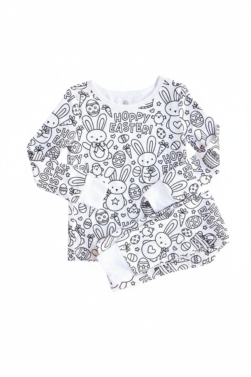 easter colorable pajamas for kids 