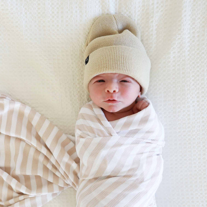 light tan slouchy baby beanie 