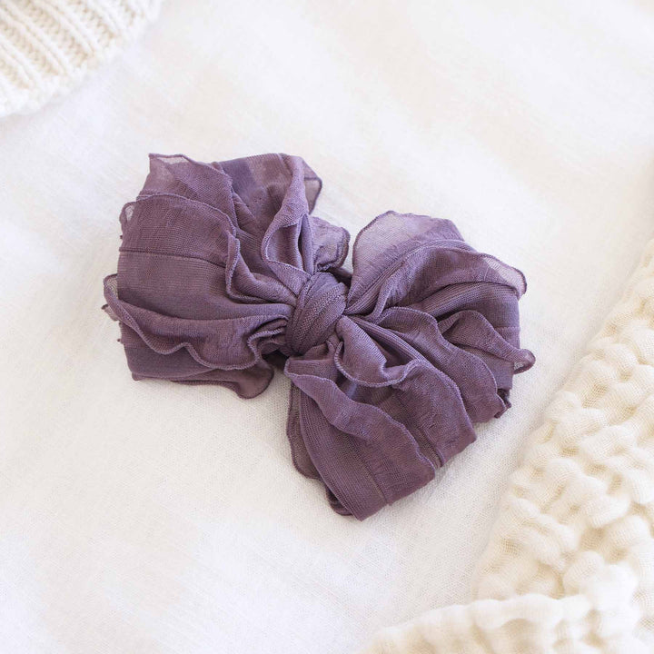 elderberry large ruffle knit bow for babies 