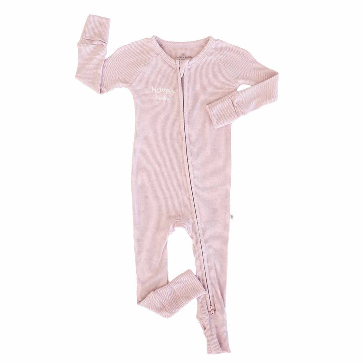 pink purple personalized convertible zip romper pajama for babies and toddlers 