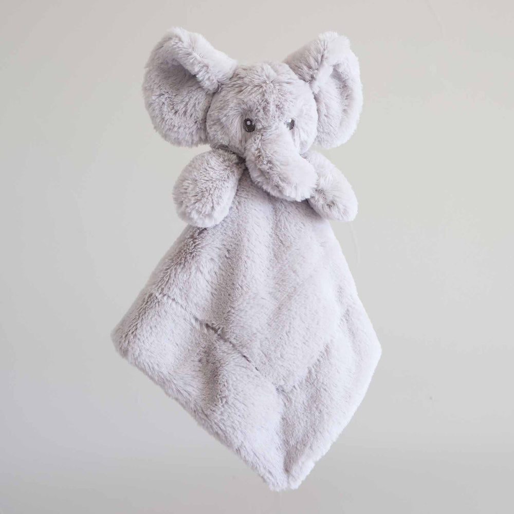 grey elephant plush lovey for babies 