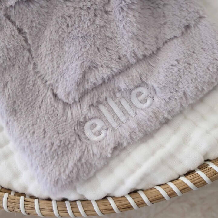 block font embroidered elephant lovey for babies 