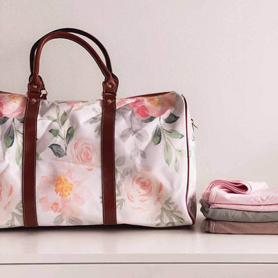 dusty rose floral overnight bag 