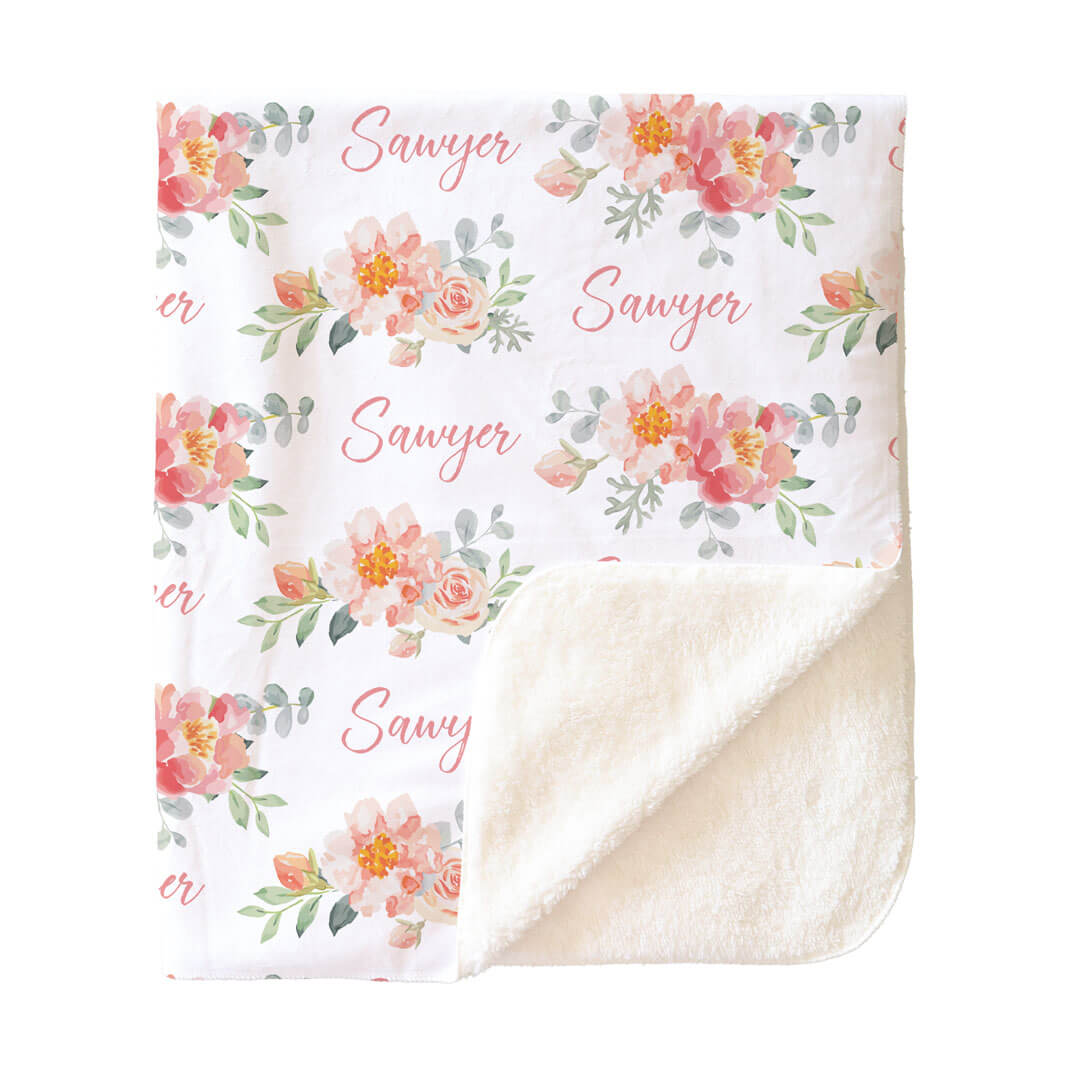 Ella's Vintage Dusty Rose Personalized Toddler Blanket
