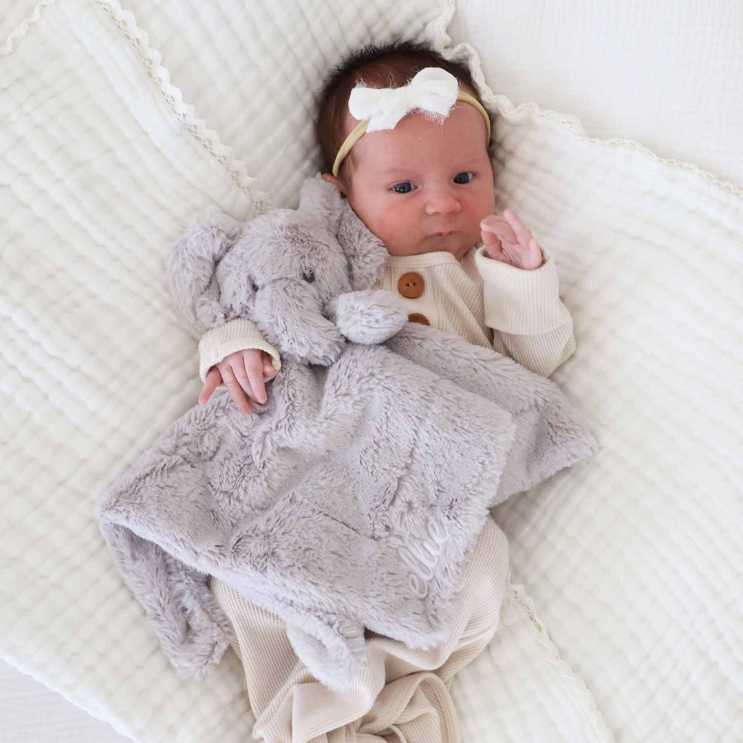embroidered elephant lovey for babies 