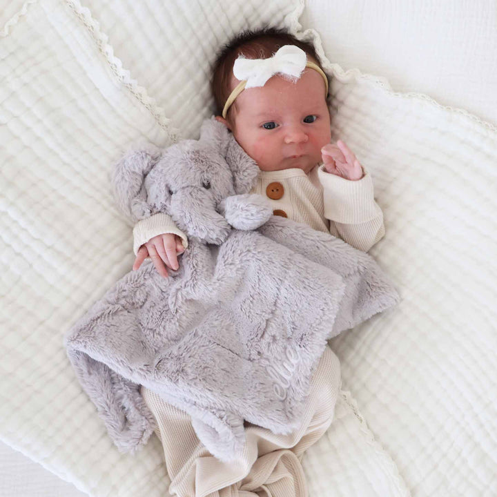 embroidered elephant lovey for babies 