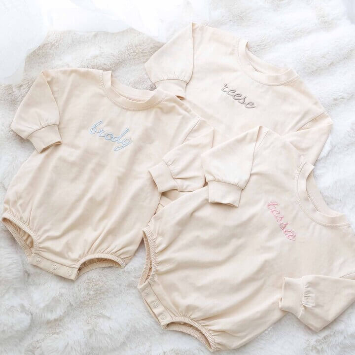 personalized embroidered name romper for babies 