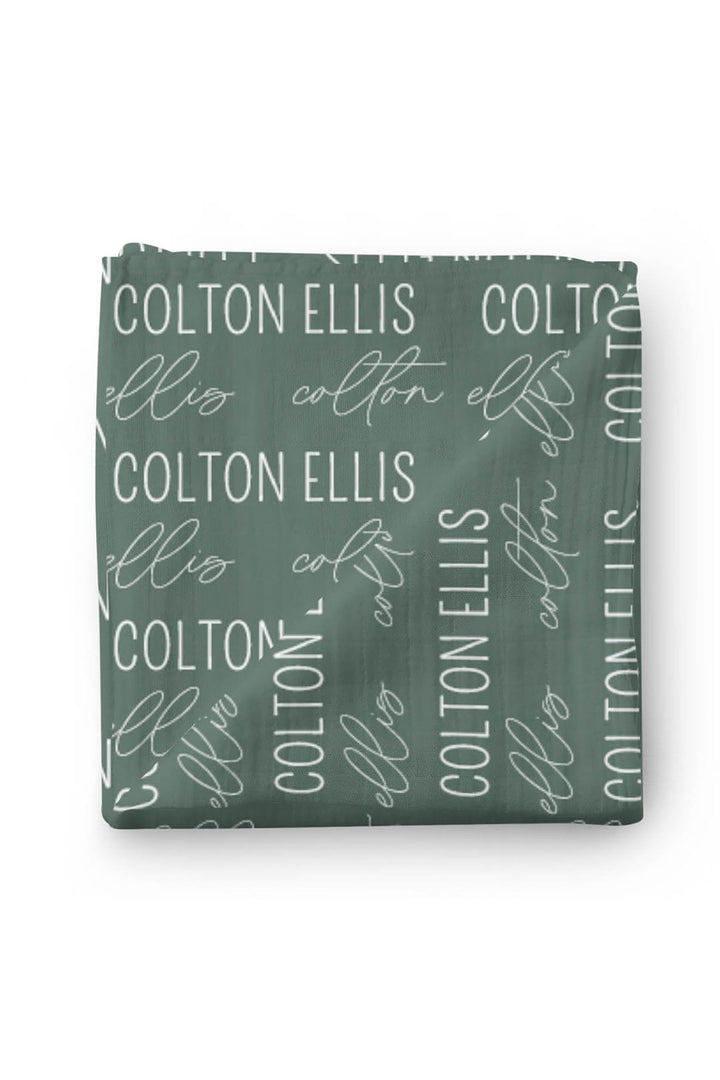 Personalized Emerald Baby Name Swaddle Blanket - Block & Script