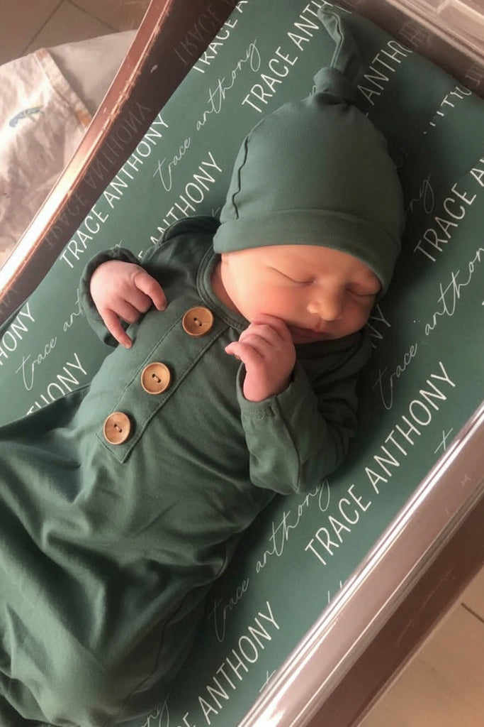 Personalized Emerald Name Swaddle Blanket Block & Script