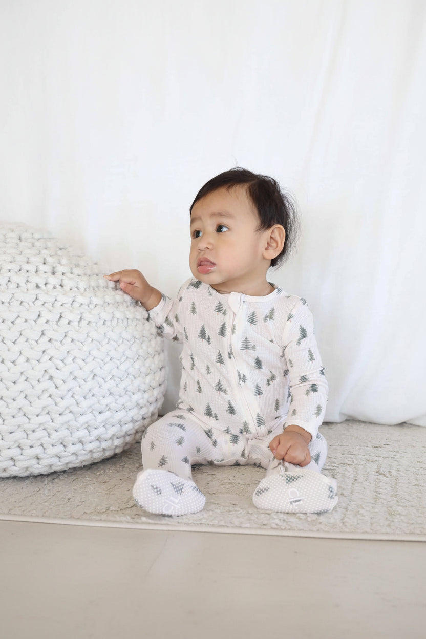 Bamboo Waffle Zipper Footies | Caden Lane