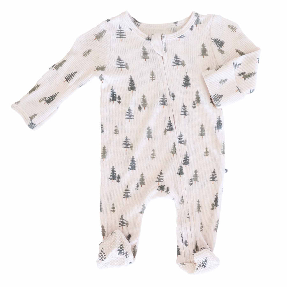 evergreen bamboo waffle zipper footie for babies 