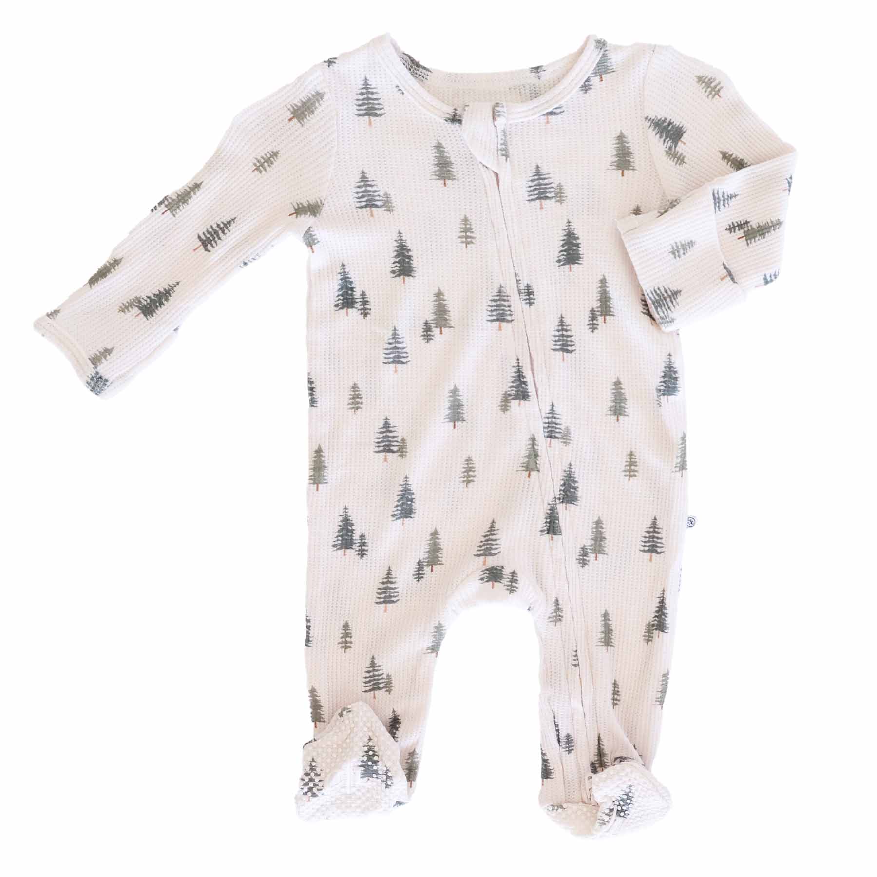 evergreen bamboo waffle zipper footie for babies 