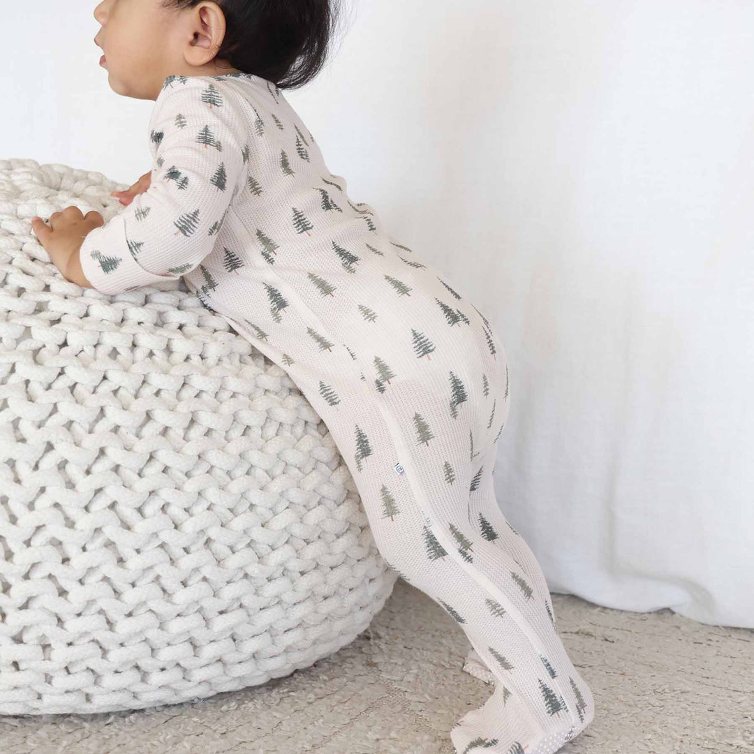 pine tree baby zipper footie gender neutral
