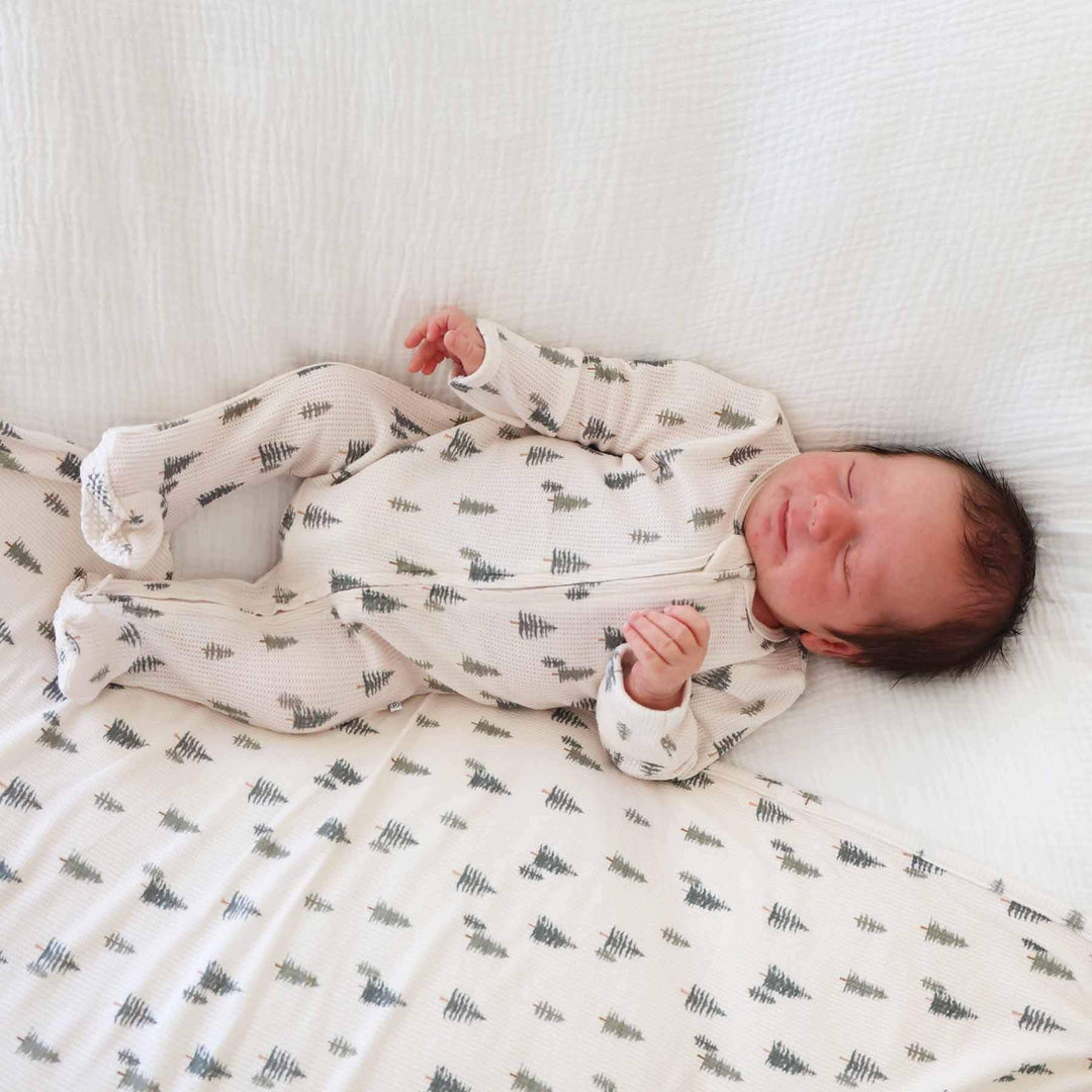 Bamboo Waffle Zipper Footies | Printed