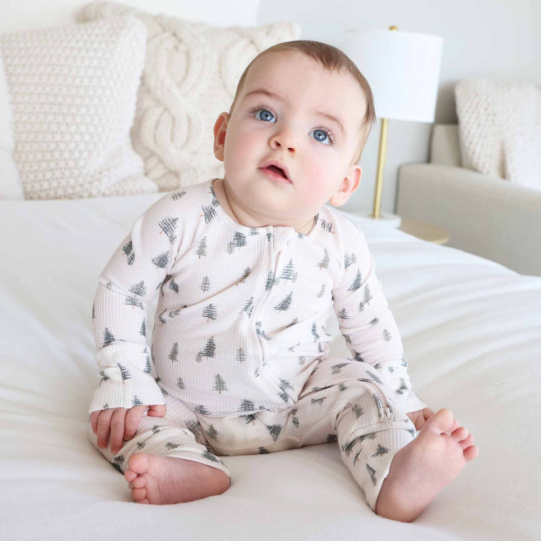 baby wearing the evergreen convertible zip romper