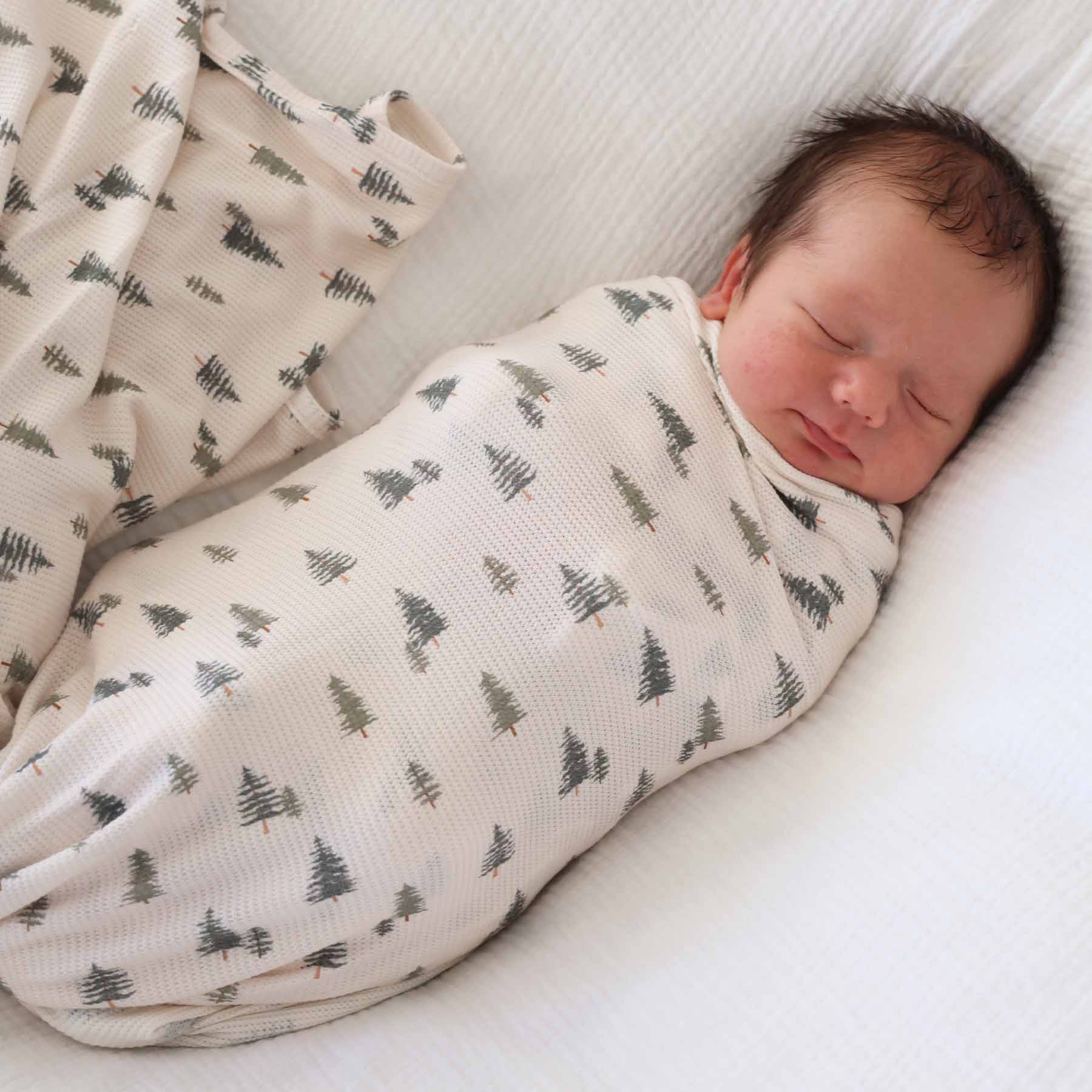 Evergreen Bamboo Waffle Oversized Swaddle Blanket