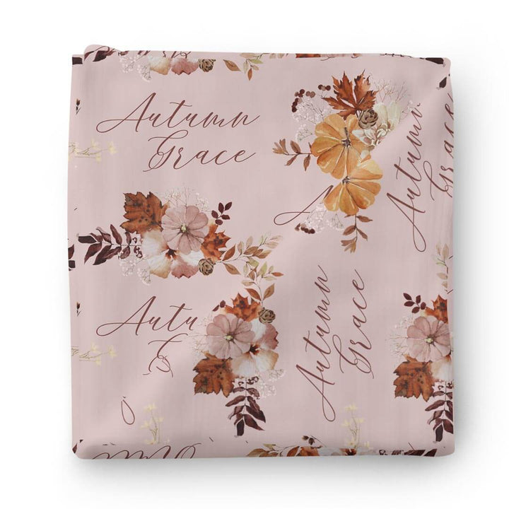 blush fall floral personalized swaddle 