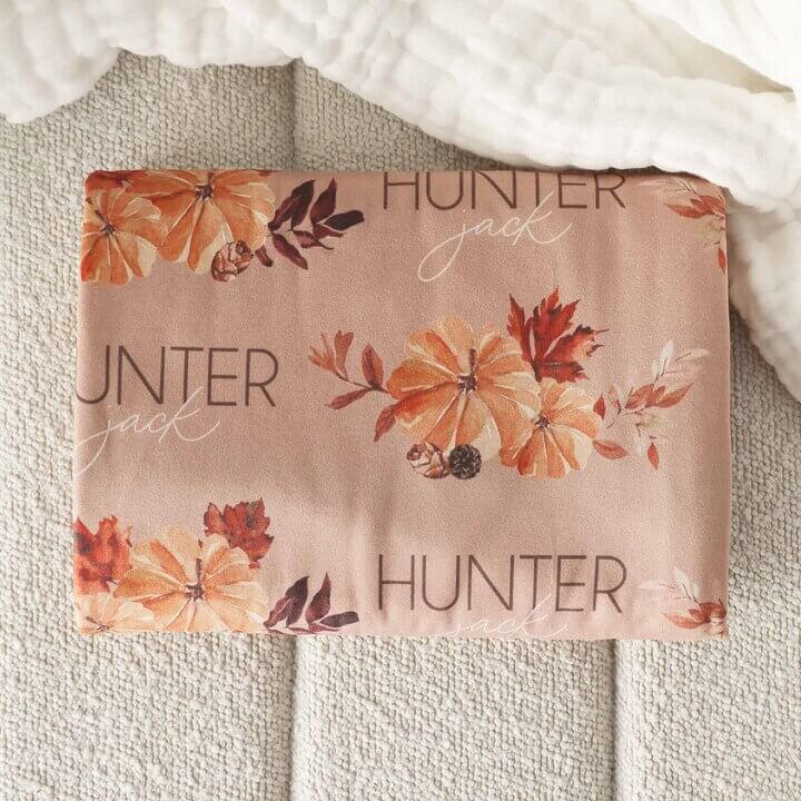 fall pumpkin personalized swaddle