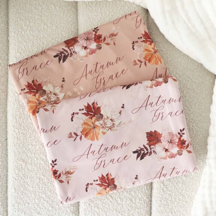 fall floral personalized swaddles for girls 