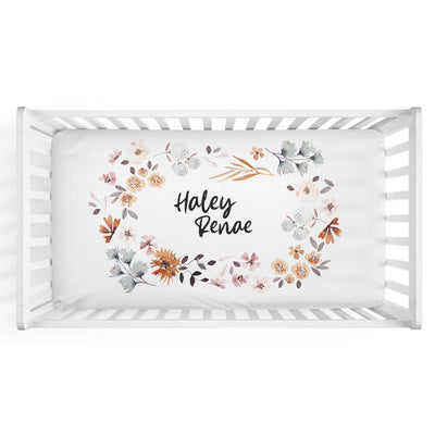 fall floral personalized crib sheet 
