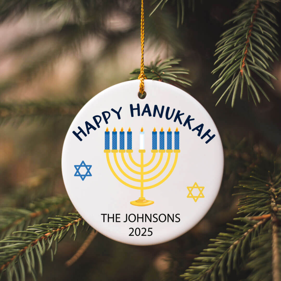 Personalized Ceramic Hanukkah Ornament | Family