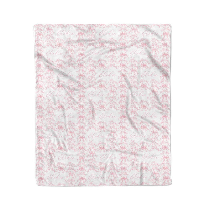 fancy frills white and pink personalized name blanket for girls 
