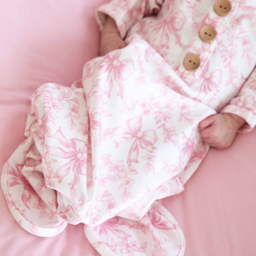 pink bow and floral newborn knot gown 