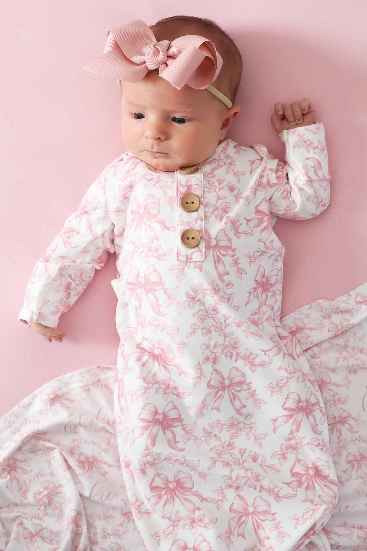 Newborn Baby Knot Gown & Hat Set | Fancy Frills