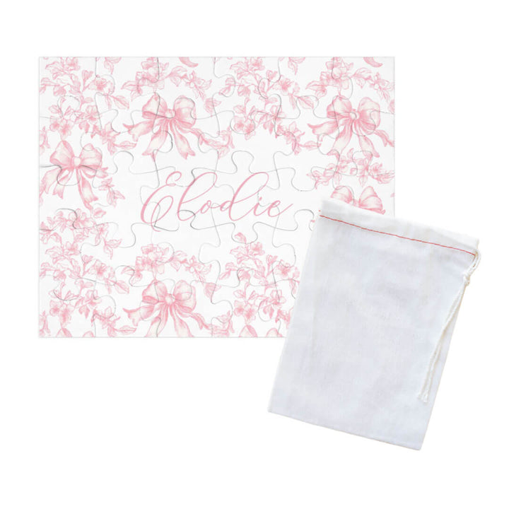 fancy frills personalized kids puzzle with drawstring bag 