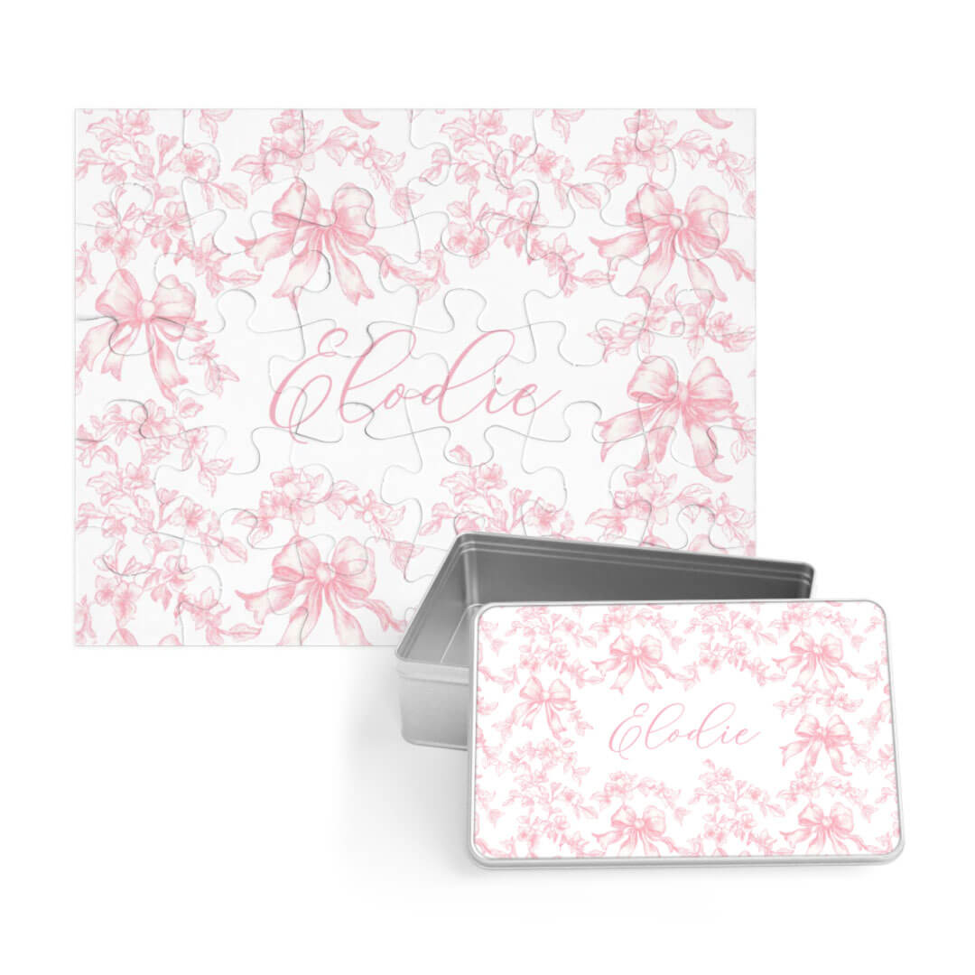 fancy frills personalized puzzle with matching tin 
